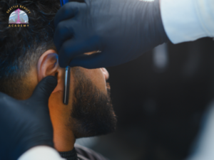 Close-up of a well-groomed men’s beard showing clean lines and professional beard grooming results