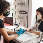 a nail technician working at nail salon in downtown Seattle