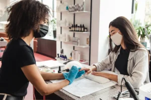 a nail technician working at nail salon in downtown Seattle
