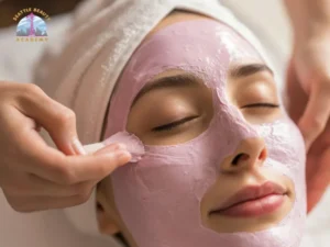 Esthetician applying a facial mask treatment — a core skincare service taught in Washington esthetician courses