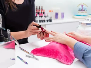 Nail technician providing professional manicure services in a Seattle salon