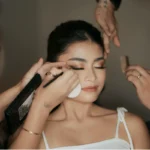 Glam makeup look with eyeshadow, contour, and highlighting