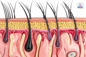Hair follicle illustration showing active growth during the anagen phase 
